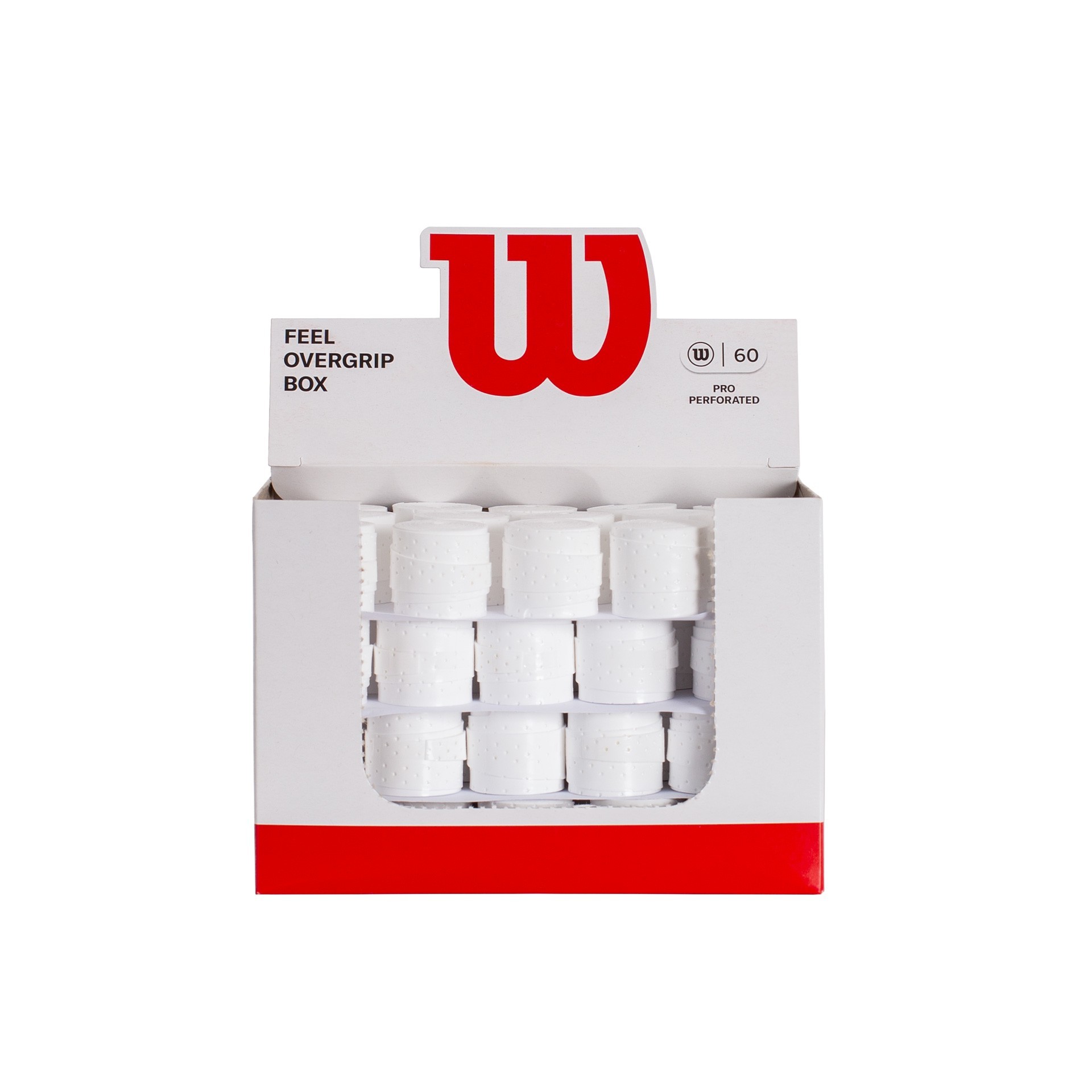 CAJA 60 OVERGRIPS WILSON BLANCO PRO PERFORADOS